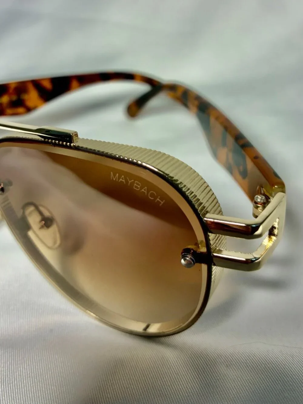 Maybach Gold Aviator Sunglasses Tortoiseshell Temples Made in Italy